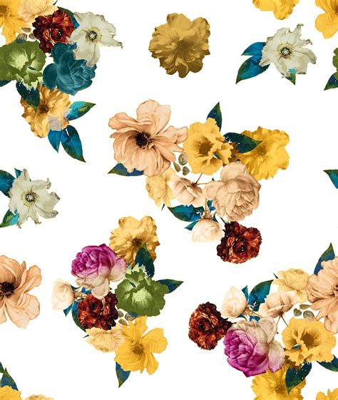 Digital Print Fabric Digital Prints Cream Flowers Flower Wall