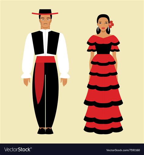 Spanish Man And A Woman In National Costume Vector Image