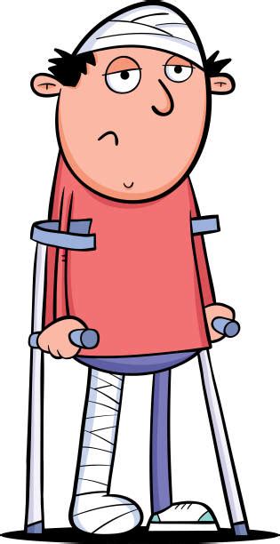 Cartoon Of The Man Crutches Illustrations Royalty Free Vector Graphics