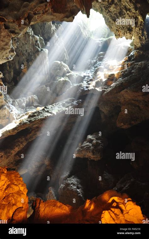 Sunrays Shining Into Cave In Vietnam Stock Photo Alamy
