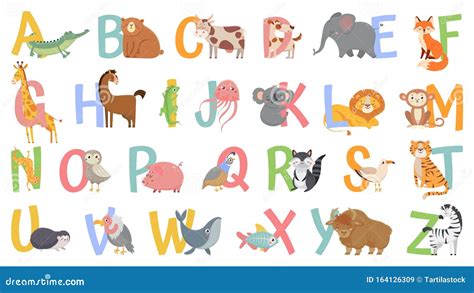 Alfabeto Dos Animais De Desenho Animado Para Crianças Aprenda Letras