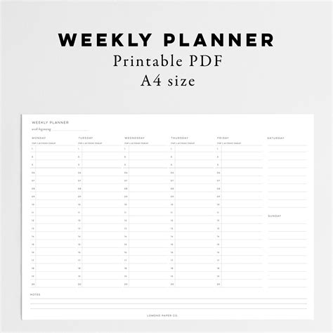A4 Weekly Planner Instant Download Lomond Paper Co