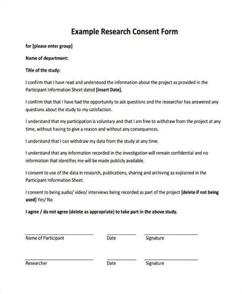 Informed Consent Form Printable