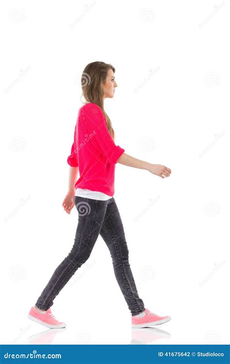 Walking Young Woman Stock Photo Image Of Casual Cutout 41675642