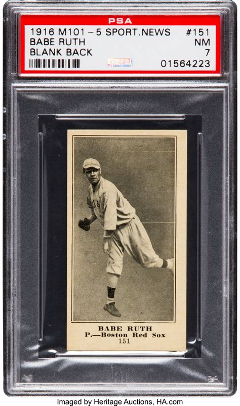 1916 M101 5 Sporting News Blank Back Babe Ruth Rookie 151 Psa Nm Lot 80274 Heritage Auctions