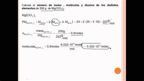 Calculo De Número De Moles Moleculas Y Atomos Youtube