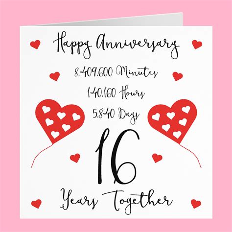 16th Wedding Anniversary Card 16 Years Together Happy Etsy