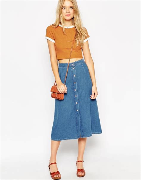 Image 1 Of Asos Denim Button Through Western Midi Skirt Simple Summer Outfits Fashion Outfits