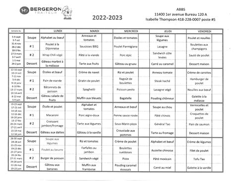 Menu 2023-2024