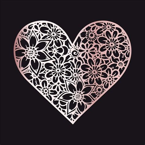 Laser Cut Engraving Floral Heart Dxf File Free Download