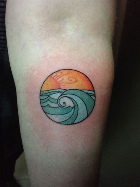 Sun And Waves Waves Tattoo Sunset Tattoos Sun Tattoos