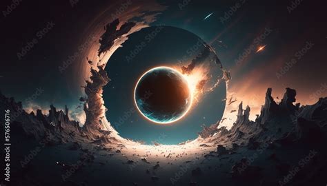 Super Realistic Sciensfiction Black Hole Wormhole Wallpaper Background