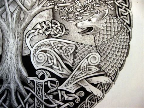 Celtic Tree N Wolf Tattoo Design Wolf Tattoo Design Tattoo Designs