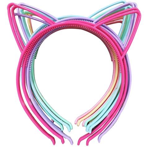 12pcs Lovely Cat Ears Hairbands For Girls Plastic Headband Women Kids