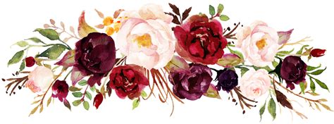 Peony Clipart Swag - Marsala Watercolor Flowers Png Transparent Png - Large Size Png Image - PikPng