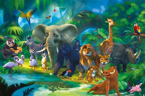 Jungle Animals Photo Wall Paper Safari Mural Xxl Jungle