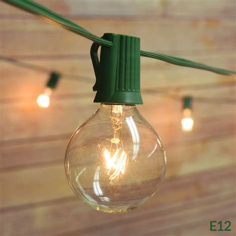 25 Socket Outdoor Patio String Light Set G40 Clear Globe Bulbs