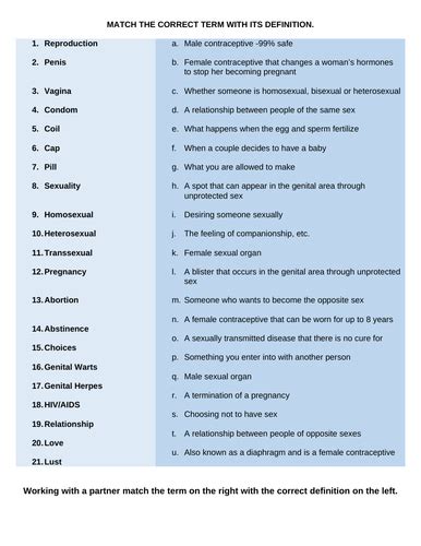 rse relationships and sex education worksheets for ks3 and ks4 teaching resources