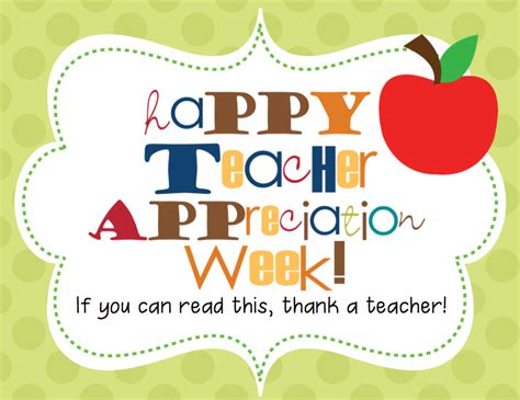 A Teacher Appreciation Week Card With An Apple
