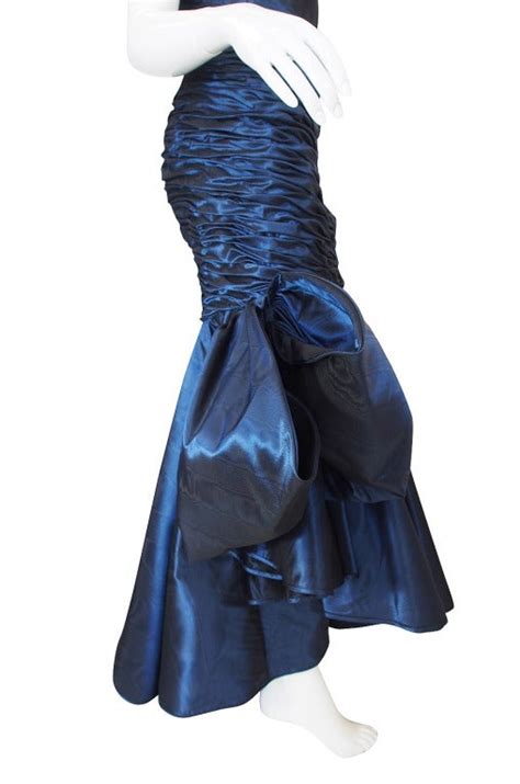 Dramatic 1980s Blue Silk Taffeta Ungaro Strapless Dress For Sale At 1stdibs