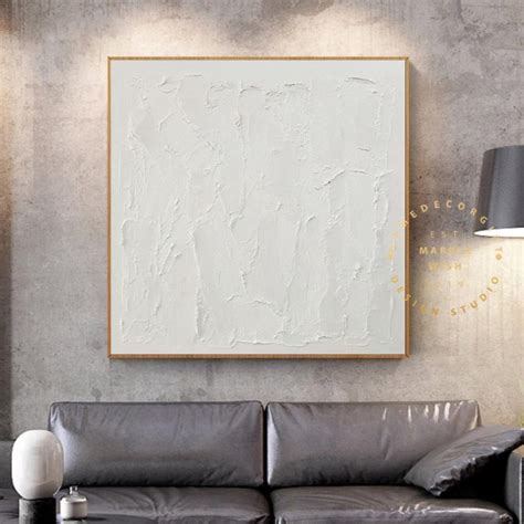 White Abstract Canvas Large White Abstract Painting White Minimalist