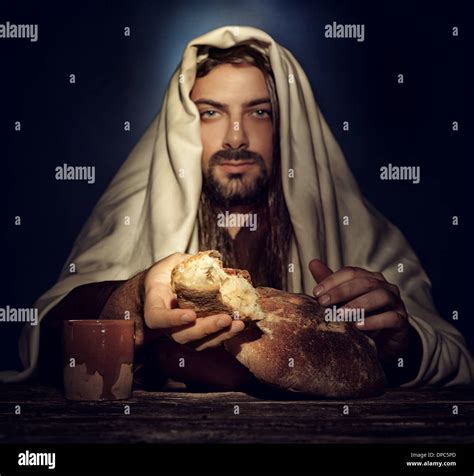 The Last Supper Jesus Breaks The Bread Stock Photo Alamy