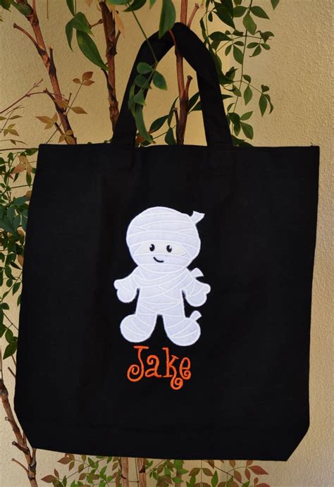 Trick Or Treat Bag Canvas Bag Personalized Halloween Tote Etsy