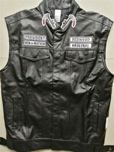 Sons Of Anarchy Jax Leather Motorcycle Club Sleeveless Embroidered Vest