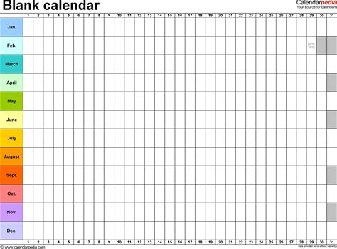 1 Month Calendar Template Word Excel Calendar Template Printable