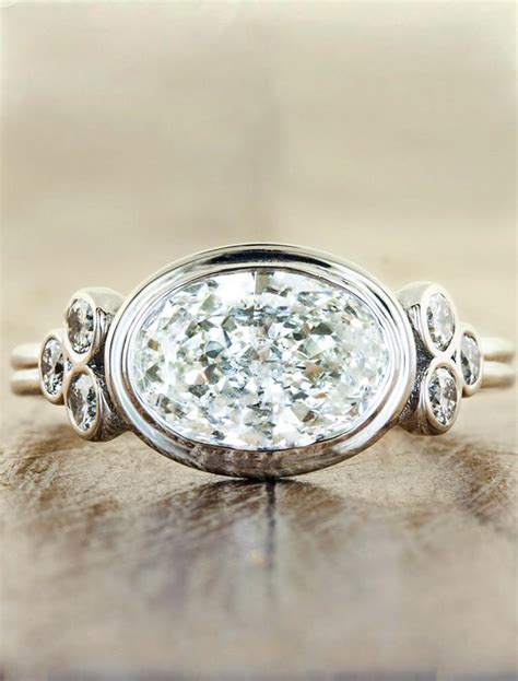 Emmanuelle Unique Oval Diamond Ring In White Gold Ken And Dana Design