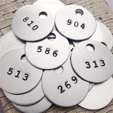 Metal Number Tag Custom Personalized Hand Stamped 1 Inch