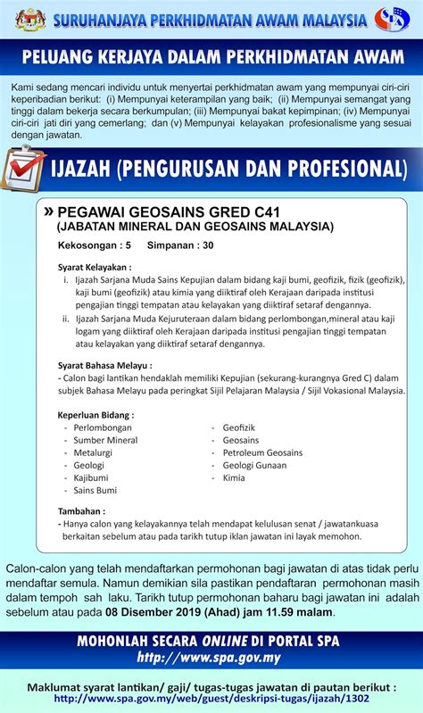 Jabatan mineral & geosains, kelantan, tingkat 3, wisma persekutuan, jalan bayam. Jawatan Kosong di Jabatan Mineral dan Geosains Malaysia ...