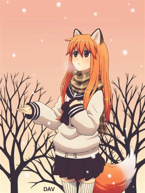 Anime Fox Girl Winter Time Anime Fox Girl Anime Neko