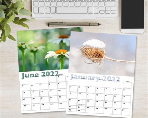 Printable 2021 2022 Botanical Desk Calendar 85x11 2021 Etsy