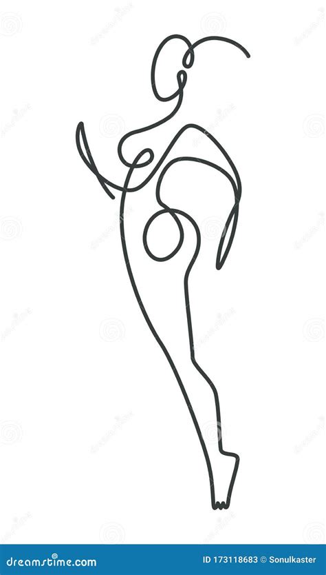 Woman Figure Continuous Line Drawing Isolated Icon Stock Vector Illustration Of Health Dance