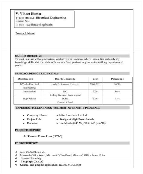 See a civil engineer resume sample that shows you can bring big projects to heel. Resume Format For Freshers Engineers - Engineering Resume ...