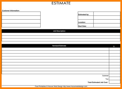 It also contains a bidder's response sheet. Free Printable Estimate Forms | room surf.com