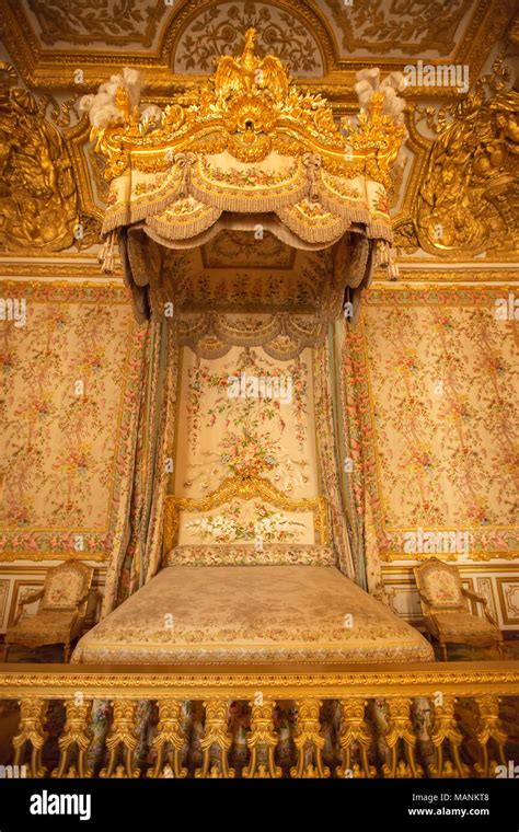 Interno Della Camera Da Letto Reale Al Palazzo Di Versailles Foto Stock