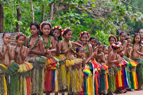 Yapese Girls In Traditional Clothing At Yap Day Festival Yap Island Federated States Of