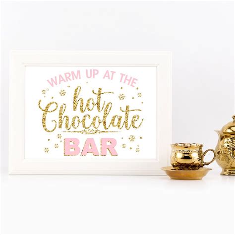Hot Chocolate Bar Sign Winter Onederland Party Table Decoration Gold