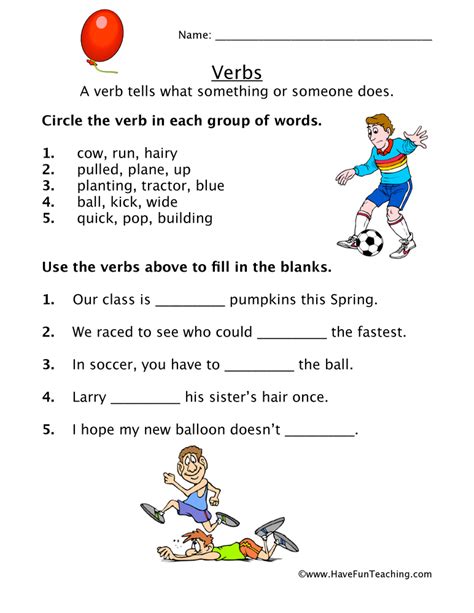 Esl Verbs Worksheet