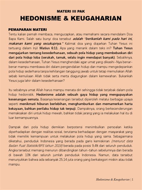 Materi Iii Hedonisme And Keugaharian Pdf