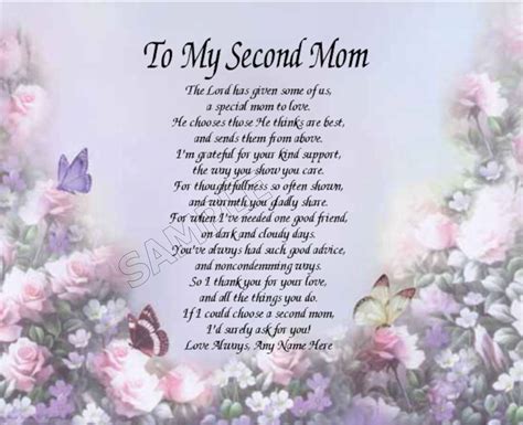 To My Second Mom Personalized Art Poem Memory Birthday Mothers Day T Ebay Mom Birthday