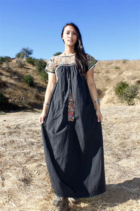 reserved black beauty hand embroidered oaxacan mexican maxi dress mexican dresses mexican