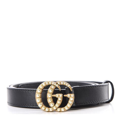 Gucci Calfskin Pearl Double G Belt 75 30 Black 551651 Fashionphile