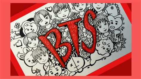 How To Draw And Coloring Doodle Bts For Beginner And Step By Step Youtube