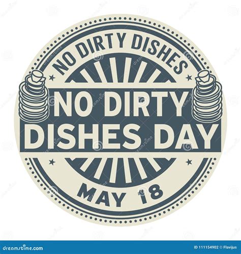 No Dirty Dishes Day Stamp Vector Illustration