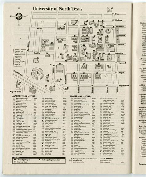University Of North Texas Summer 1999 Campus Map The