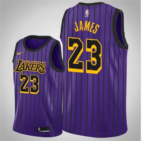 Mens Lakers 23 Lebron James Jersey Purple Stripe New