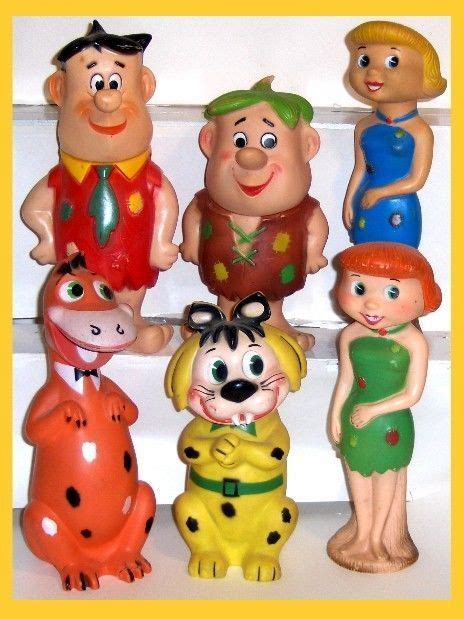 Rare Flintstones Complete Set Of 6 Vinyl Knickerbocker Dolls 1960